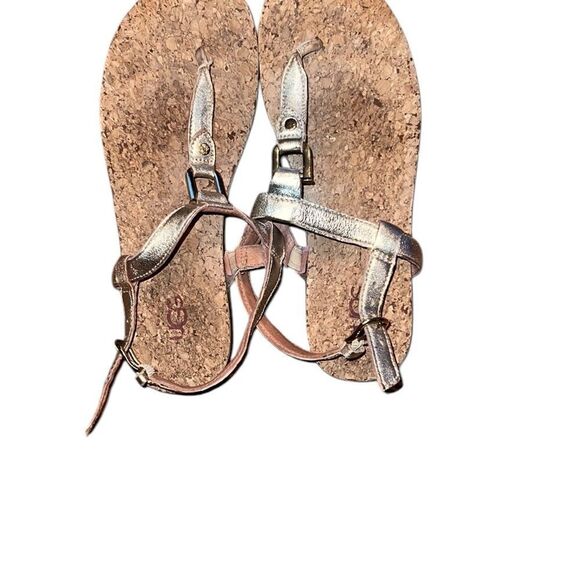 UGG Gold Leather Cork Sole Sandals Size 7.5 - Picture 2 of 6